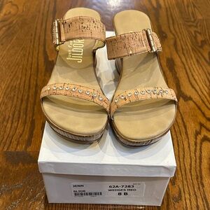 Tan Wedge Sandals with Rhinestone detail for Women